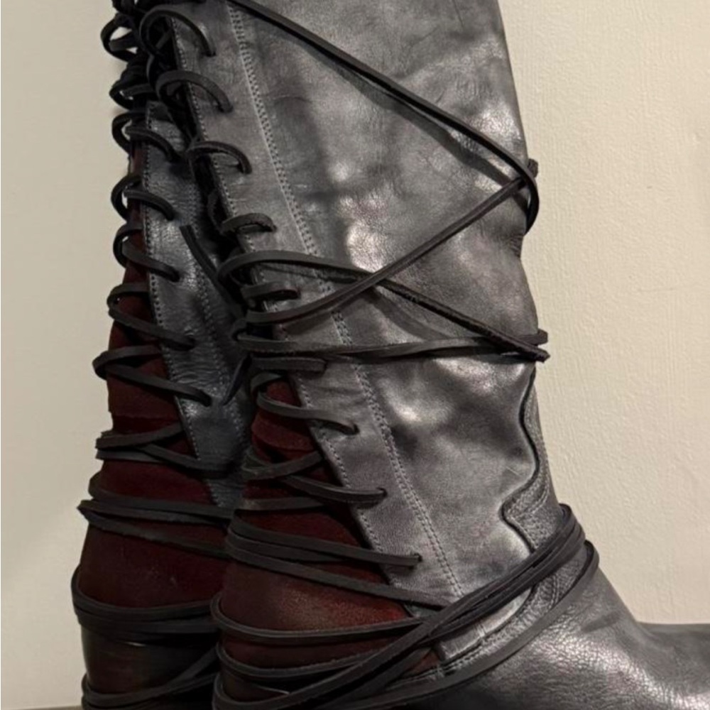Freebird Women's Gray and Brown Lace Up Boots